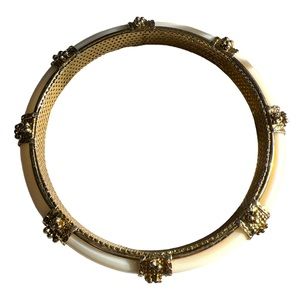 Etruscan Faux Ivory Gold Tone Bangle Bracelet